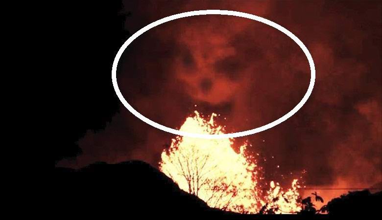 Demonski obraz, opazen nad plameni Havaji.