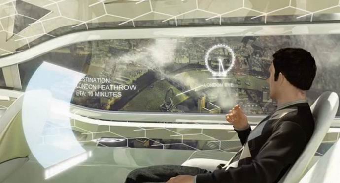 Evropsko letalo, opremljeno z interaktivnimi okni