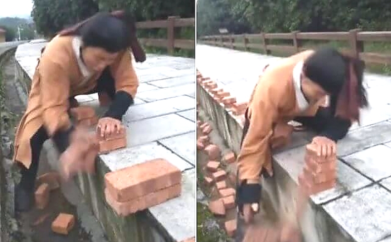 Mojster kung fuja postavi rekord pri lomljenju opeke z golimi rokami.