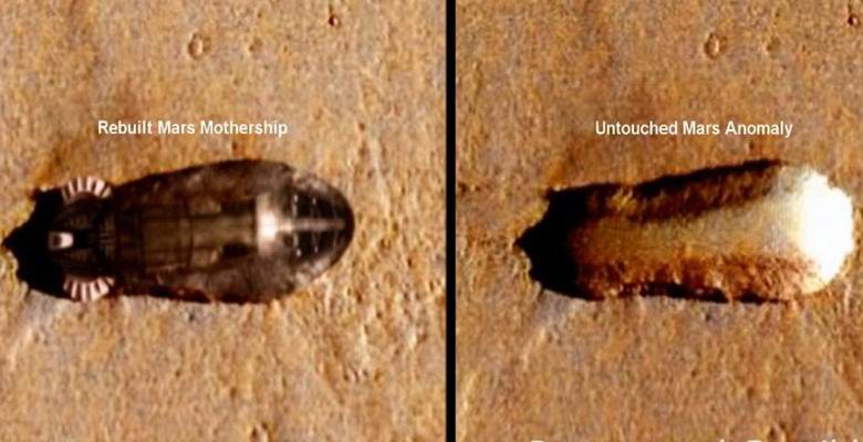 2-kilometrski zvezdni brod, ki so ga našli na Marsovi fotografiji.