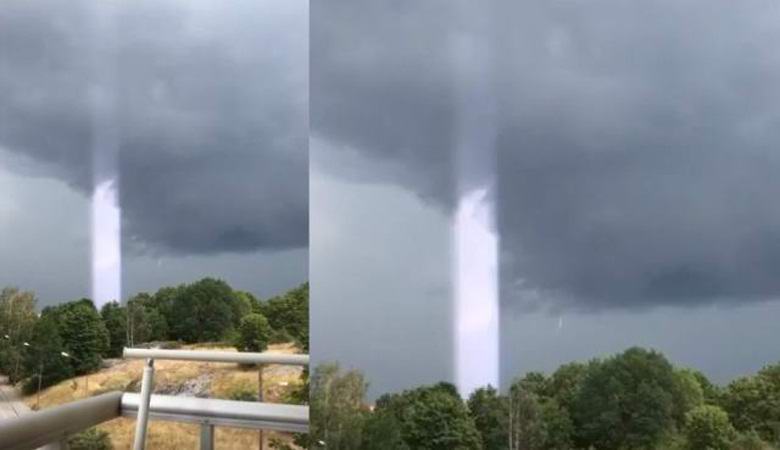 Na Švedskem se je na nebo dvignil nerazložljiv svetlobni steber.