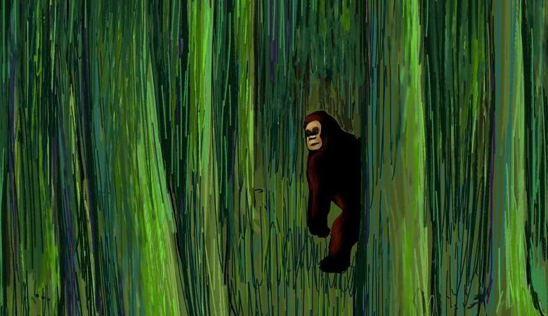 Snežni mož se je zazrl v objektiv s kamero.